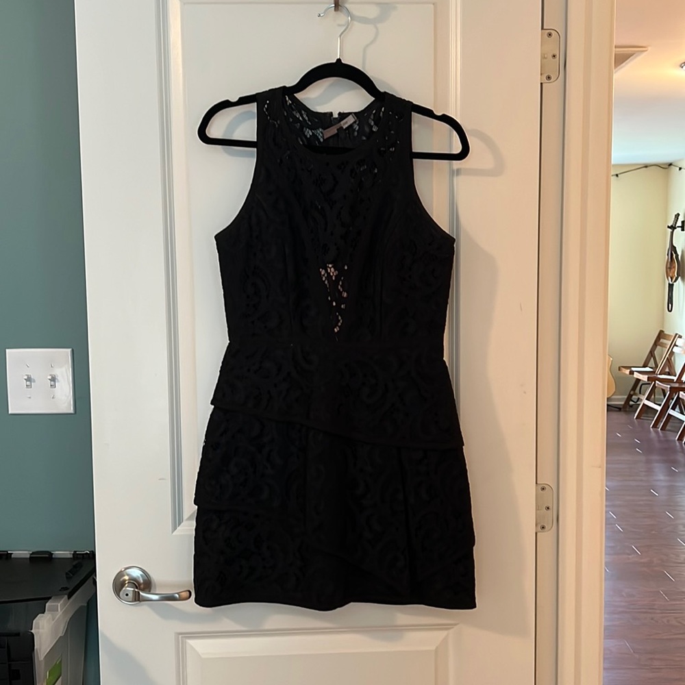 BCBGMaxAzria Womens Black Lace Mini Dress Size 8